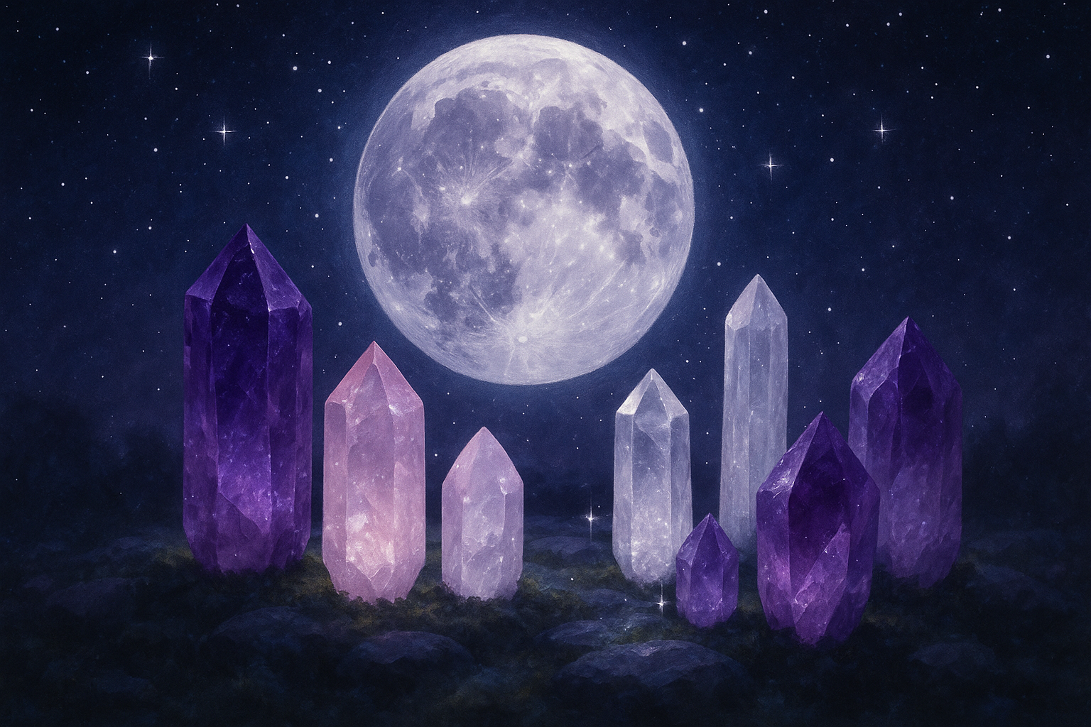 Moon and crystals