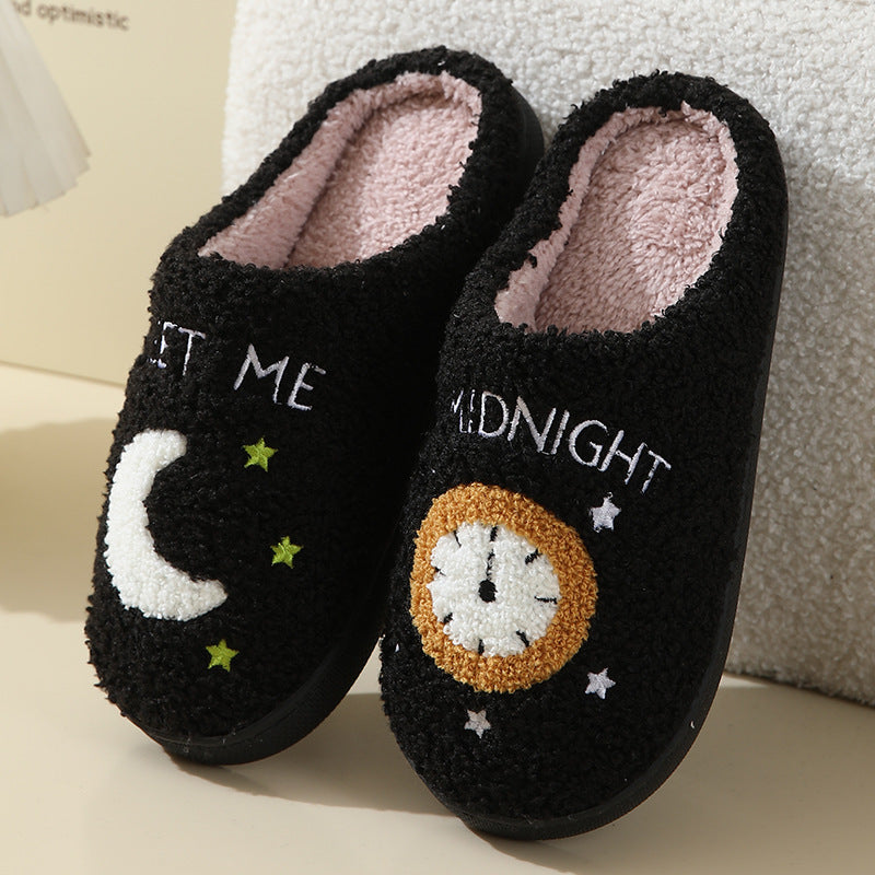 Moon Print Warm Bedroom Home Slippers