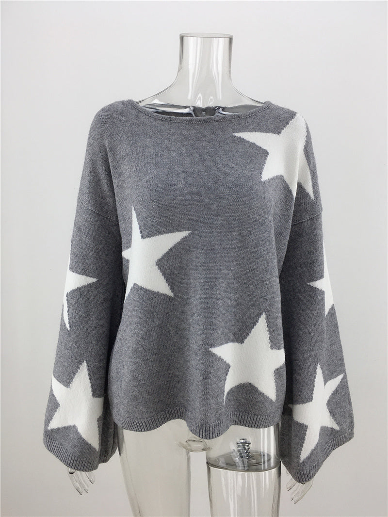 Five Pointed Star Geometric Loose  Sweater