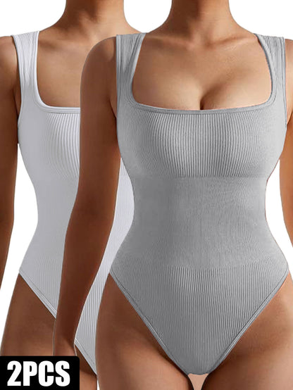 2 Pack One Piece Jumpsuits Ribbed Workout Seamless Tank Tops Rompers