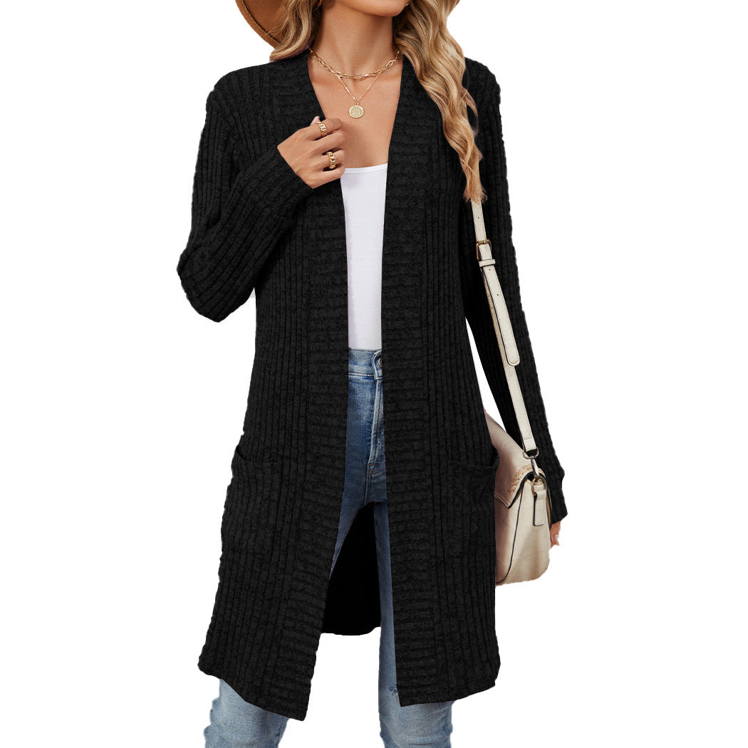 Long Sleeve Loose Pockets Cardigan - Magic Moon Store