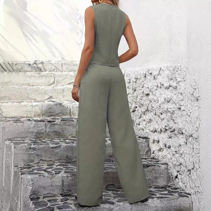 Vest and Trousers Patchwork Casual Set