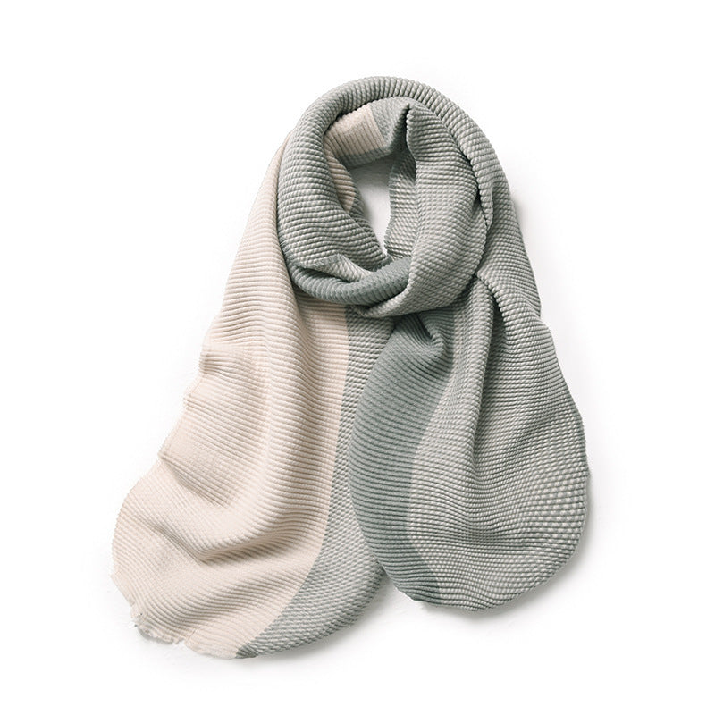 Gradient Mixed-color Winter Double-sided Wrinkled Imitation Cashmere Scarf For Women