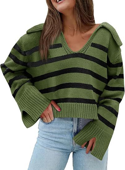 V-neck Large Lapel Short Knitted Sweater