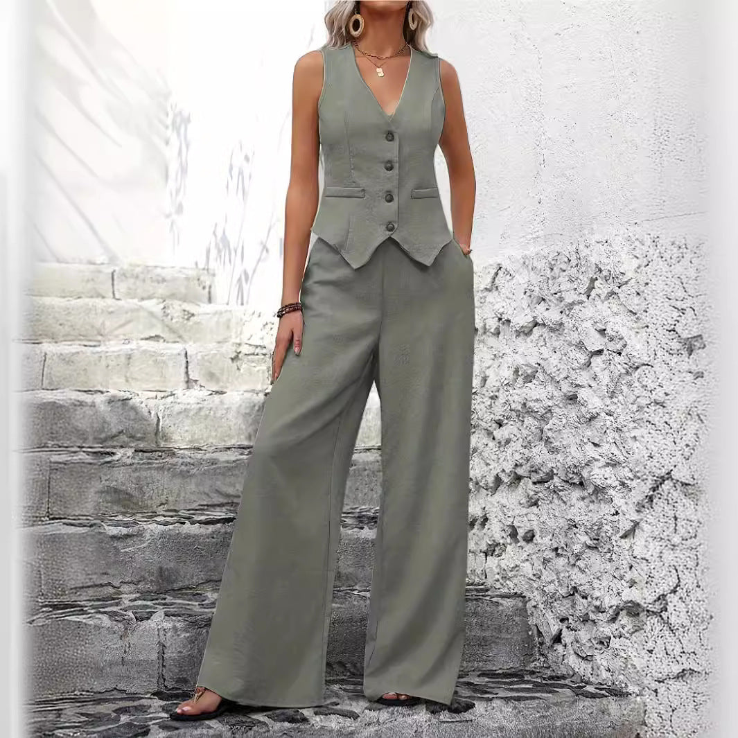 Vest and Trousers Patchwork Casual Set