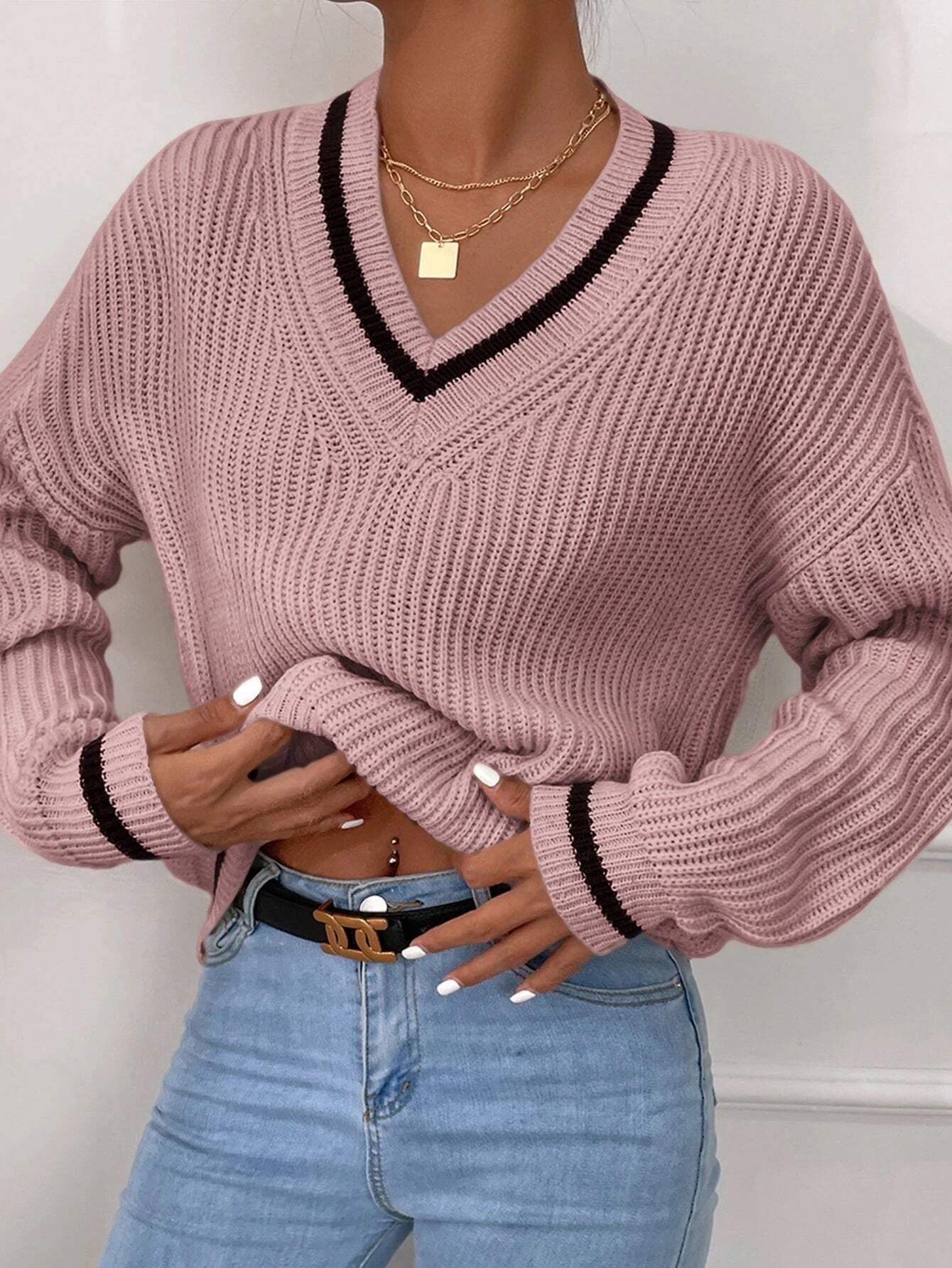 Long Sleeve Striped Pullover Sweater