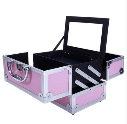 Aluminum Alloy Portable Makeup Case With Mirror