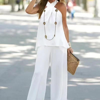 Sleeveless suit & Wide Leg Pants