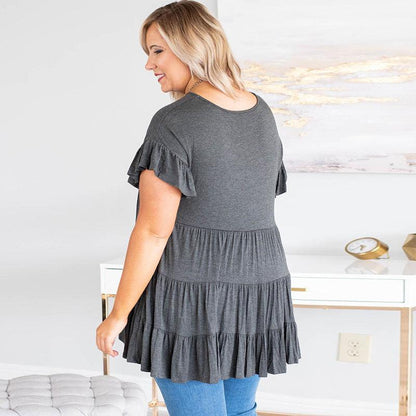 Ruffles Pleated Pullover T-shirt