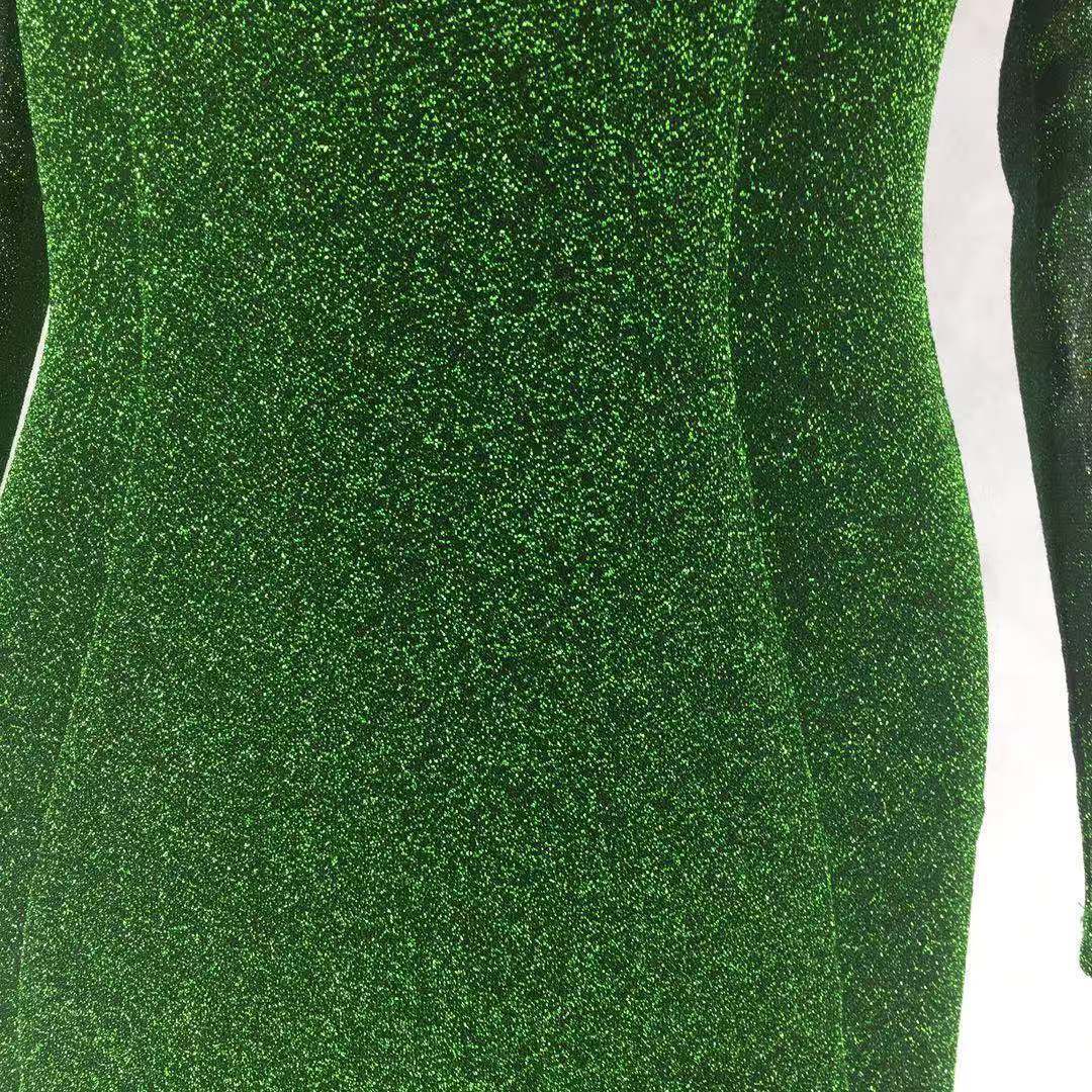 Princess Sleeve Square Neck Skinny Short Green Dress