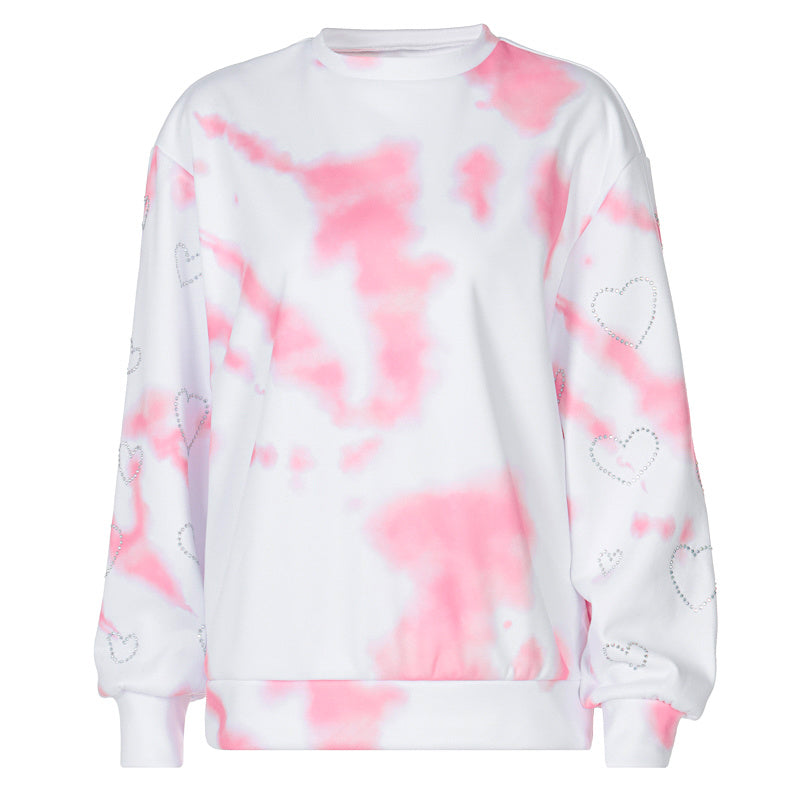 All-Match Round Neck Loose Casual Tie Dye Long-Sleeved Sweatshirt