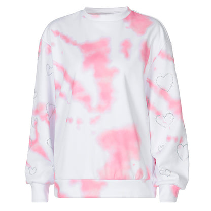 All-Match Round Neck Loose Casual Tie Dye Long-Sleeved Sweatshirt