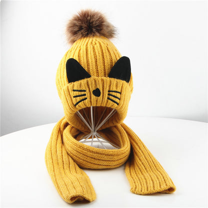 Baby Knitted Cat Hat and Scarf suit