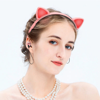 Wireless Bluetooth Headphones LED Cartoon Girl Headband Cat Ear