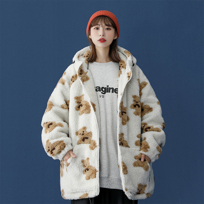 Lamb Fur Bear Cotton Coat - Magic Moon Store