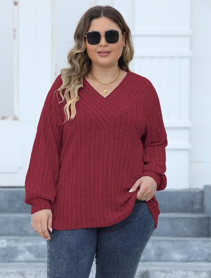 V-neck Long-sleeved T-shirt