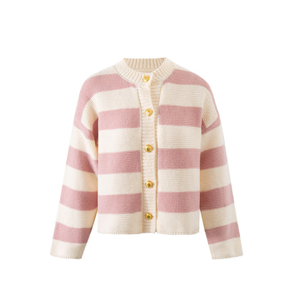 French Style Contrast Color Striped Sweater - Magic Moon Store