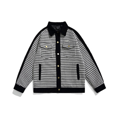 Retro Black Color Contrast Patchwork Collar Jacket - Magic Moon Store