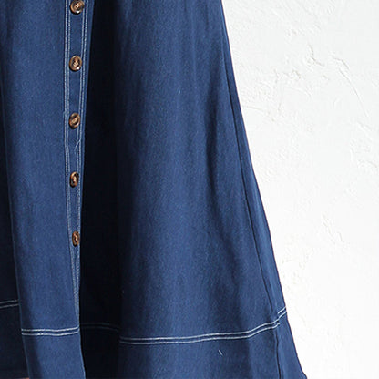 Sling Distressed Casual Style Button Denim Long Dress