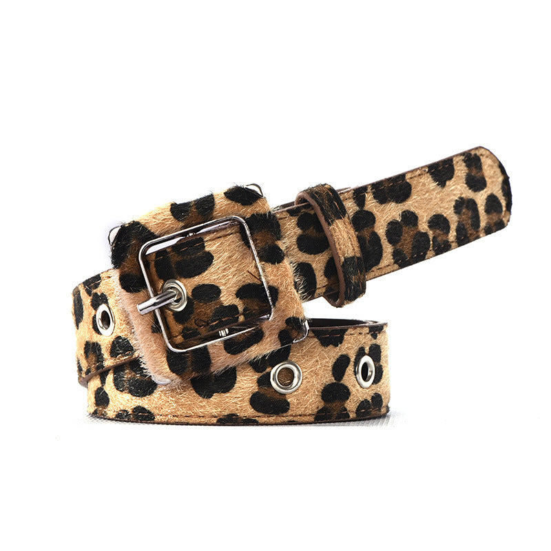 Leopard Print Belt Decorative Pin Buckle