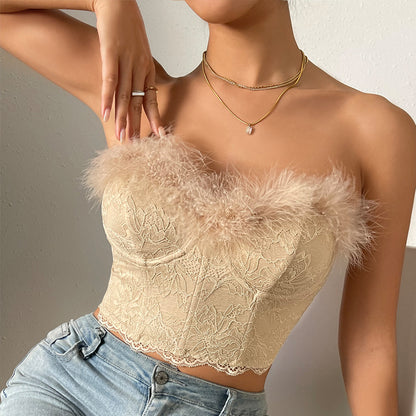 Lace Low-cut Tube Top