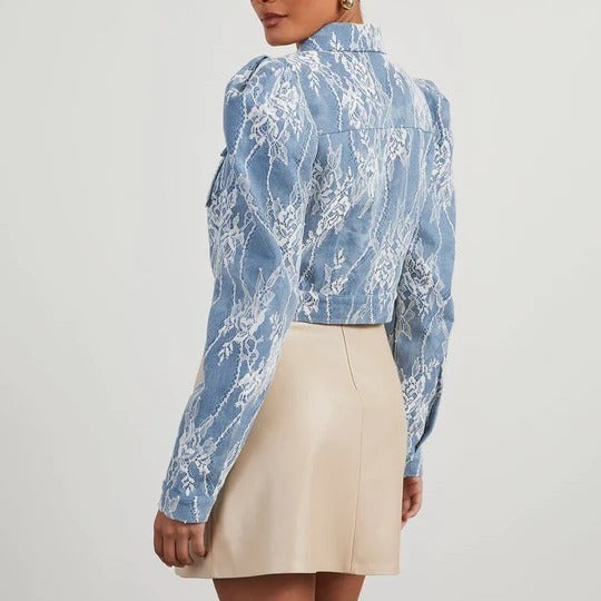 Floral Lace Denim Jacket - Magic Moon Store