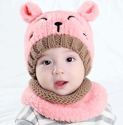 Baby knitted Bear Hat & Scarf Suit