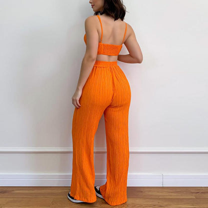 Top & Pleated Trousers Two-piece Set