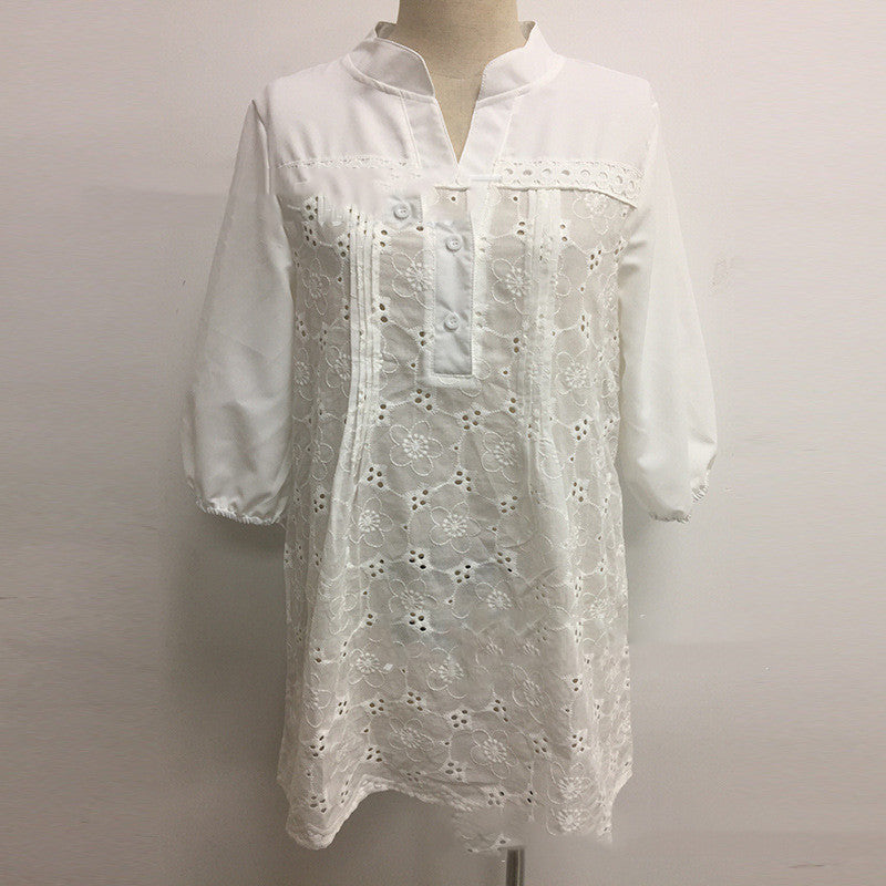 Lace Hollow White Blouse