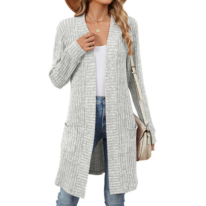 Long Sleeve Loose Pockets Cardigan - Magic Moon Store