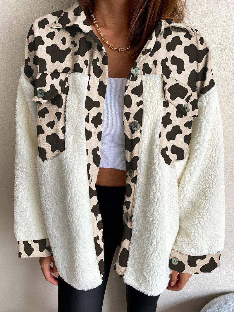 Fleece Leopard Print Plush Jacket - Magic Moon Store