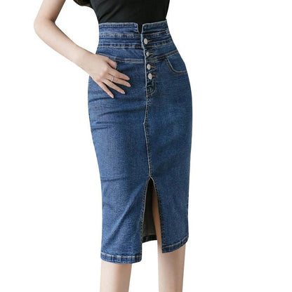 Slit Denim Hip Skirt