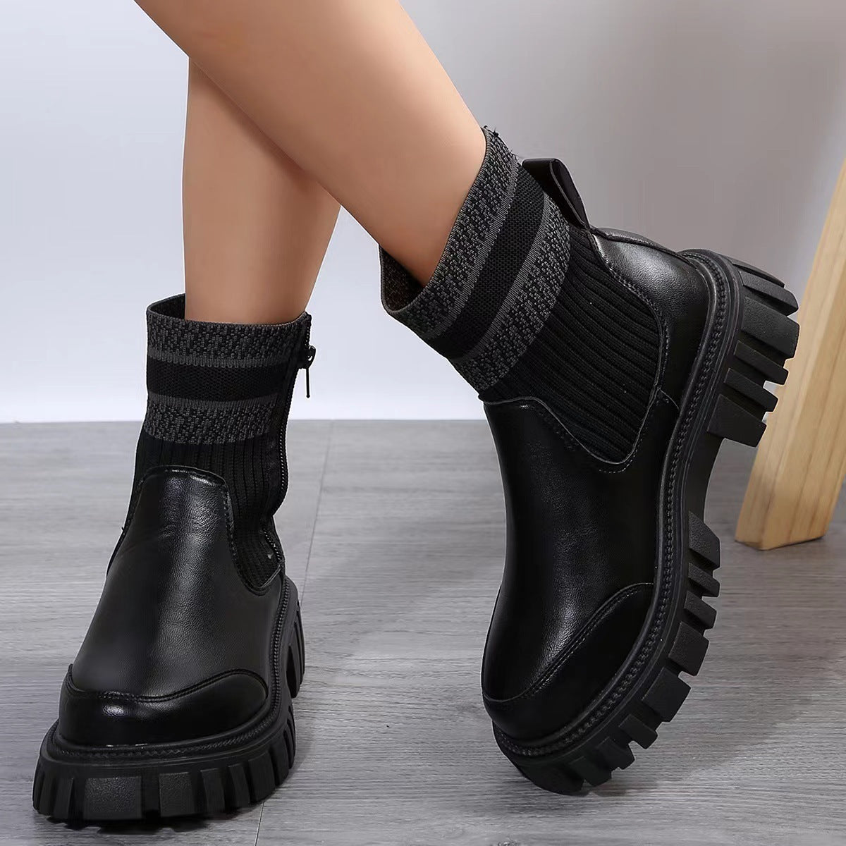 Non slip Thick Sole Elastic Knitted Boots - Magic Moon Store