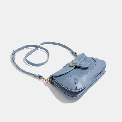 Retro Denim Blue Underarm Bag for Women