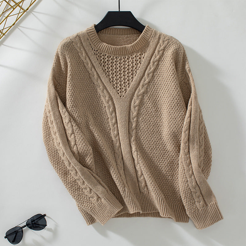 Solid Color Hollow-out Retro Knitwear Sweater - Magic Moon Store