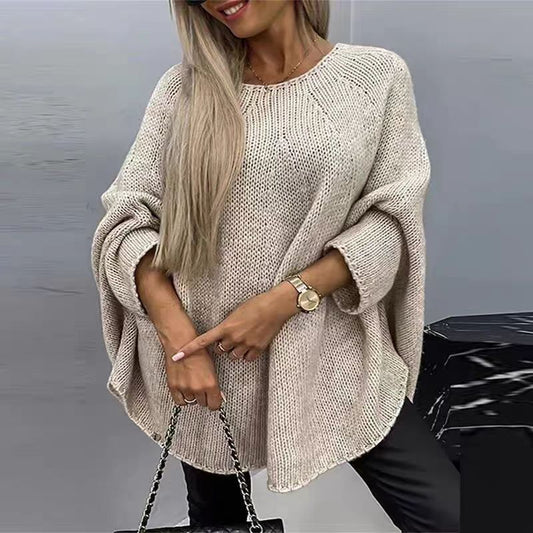 Loose Batwing Sleeve Oversized Knitted Shawl Sweater