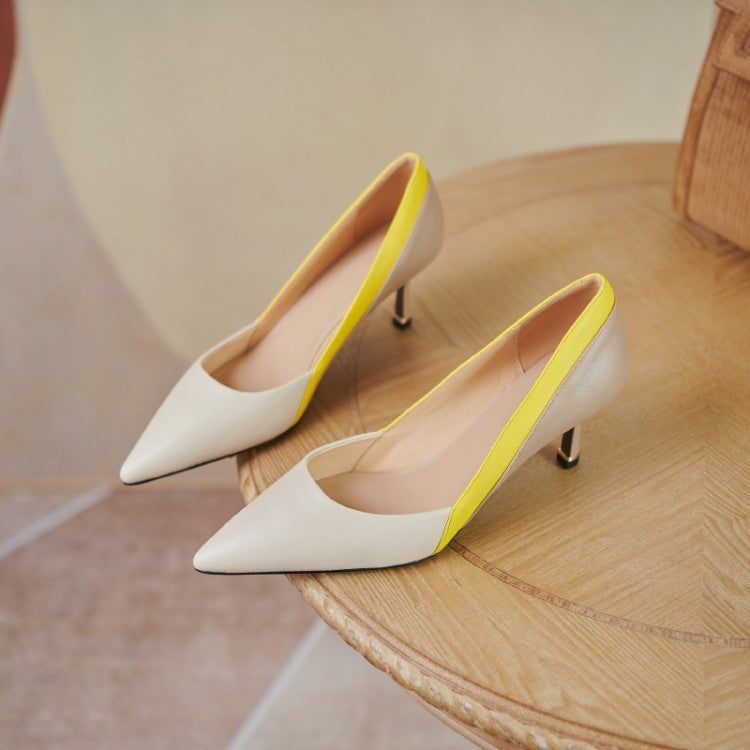 High Stiletto Heels Two Tone Sheepskin