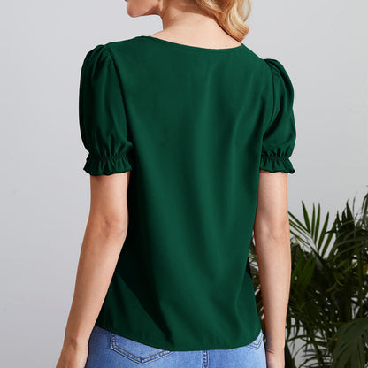 Short puffed sleeve blouse