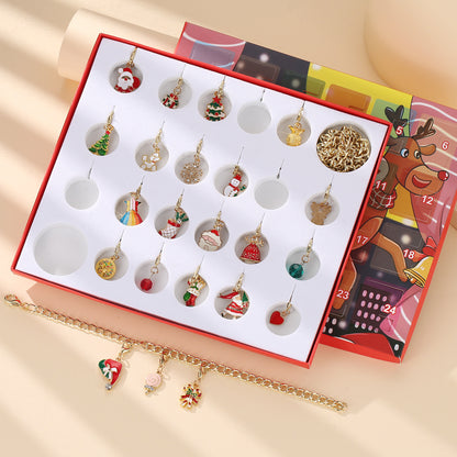 Calendar Gift Box Advent Golden Bracelet Necklace Blind Box Set