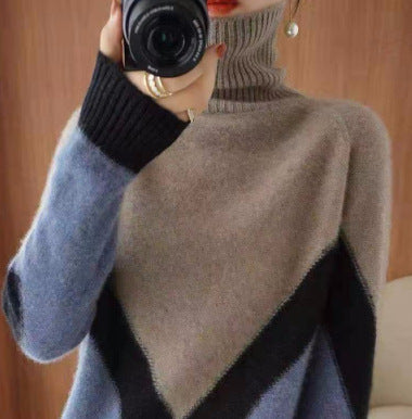 Turtleneck Color Matching Bottoming Sweater - Magic Moon Store