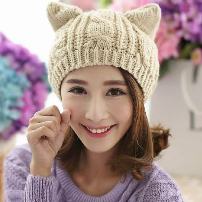 Hand Made 3D Cute Knitted Cat Knitted Hat - Magic Moon Store