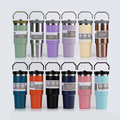 Portable Car Cup Stainless Steel Cup Travel Sports Water Bottle With Handle Cover Coffee Tumbler Cup MAGIC MOON STORE