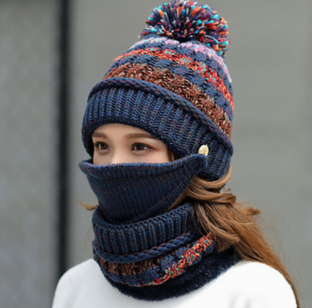 Women's Winter knitted Hat with Scarf