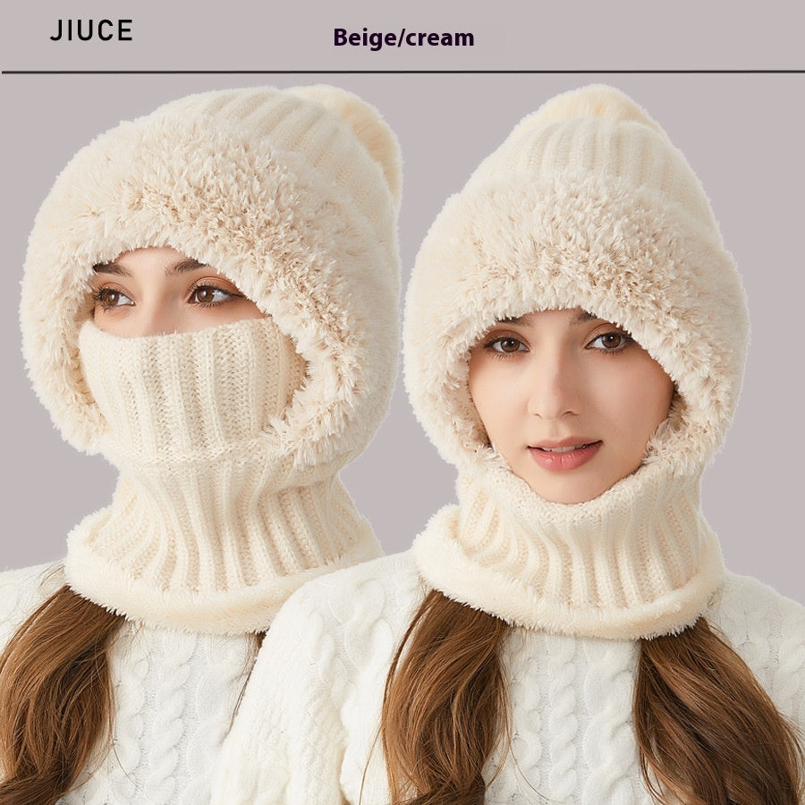 Solid Color Knitted Hat & Scarf Mask - Magic Moon Store