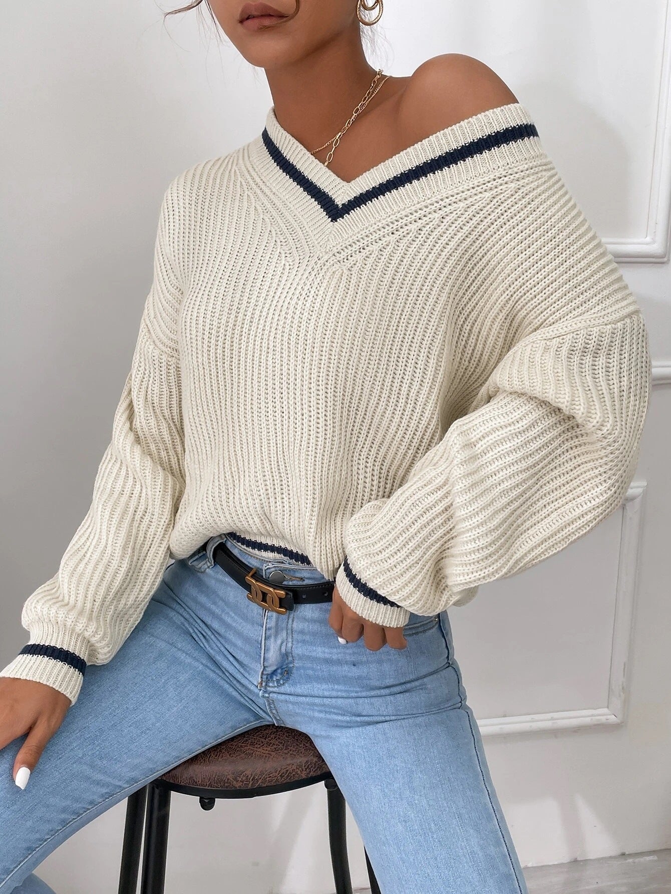 Long Sleeve Striped Pullover Sweater