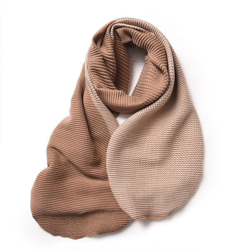 Gradient Mixed-color Winter Double-sided Wrinkled Imitation Cashmere Scarf For Women