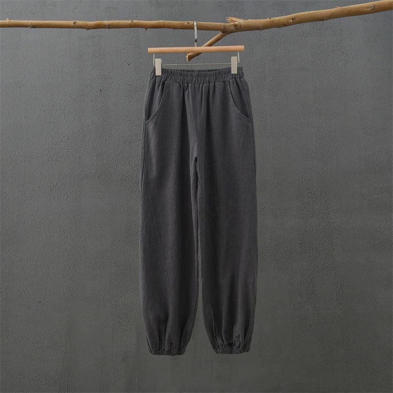 Cotton & Linen Slub Casual Trousers