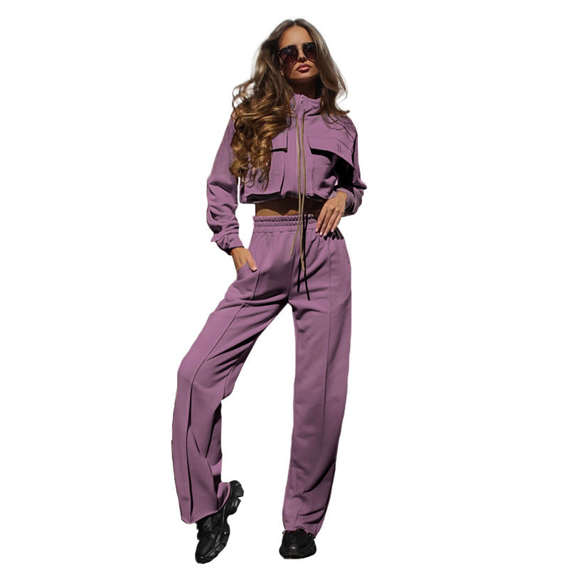 Long Sleeve Top Fashion Casual Trousers Set