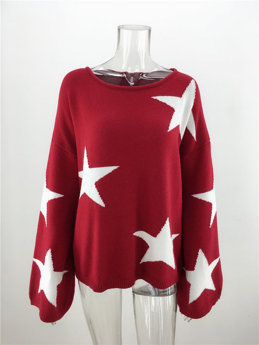 Five-pointed Star Geometric Loose Pullover