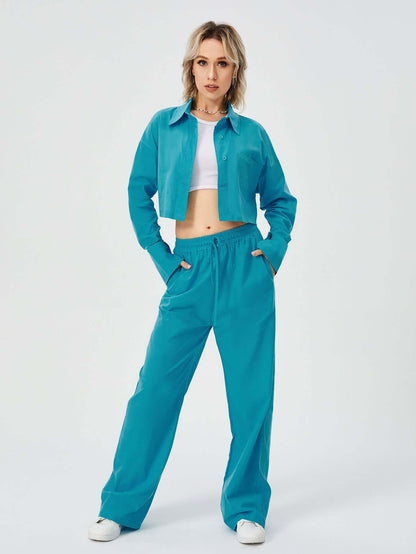 Long sleeve shirt & wide pants set